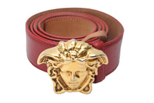 Load image into Gallery viewer, VERSACE ヴェルサーチ VersaceGold ベルト バックル メドゥーサ レザー レッド ゴールド 美品 中古 54631