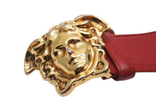 Load image into Gallery viewer, VERSACE ヴェルサーチ VersaceGold ベルト バックル メドゥーサ レザー レッド ゴールド 美品 中古 54631