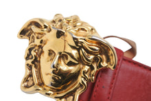 Load image into Gallery viewer, VERSACE ヴェルサーチ VersaceGold ベルト バックル メドゥーサ レザー レッド ゴールド 美品 中古 54631
