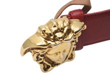 Load image into Gallery viewer, VERSACE ヴェルサーチ VersaceGold ベルト バックル メドゥーサ レザー レッド ゴールド 美品 中古 54631