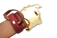 Load image into Gallery viewer, VERSACE ヴェルサーチ VersaceGold ベルト バックル メドゥーサ レザー レッド ゴールド 美品 中古 54631