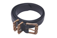 Load image into Gallery viewer, 極美品 CHROME HEARTS クロムハーツ ブロンズ 3PC ローラー ベルト ブラック ゴールド サイズ34 レザー 中古 54671
