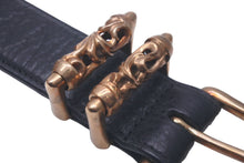 Load image into Gallery viewer, 極美品 CHROME HEARTS クロムハーツ ブロンズ 3PC ローラー ベルト ブラック ゴールド サイズ34 レザー 中古 54671