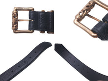Load image into Gallery viewer, 極美品 CHROME HEARTS クロムハーツ ブロンズ 3PC ローラー ベルト ブラック ゴールド サイズ34 レザー 中古 54671
