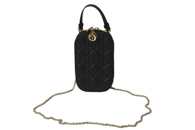 極美品 Dior ディオール LADY DIOR フォン チェーン ショルダーバッグ ハンドバッグ ブラック S0872ONMJ_M900 現行 中古 54695