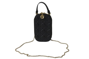 極美品 Dior ディオール LADY DIOR フォン チェーン ショルダーバッグ ハンドバッグ ブラック S0872ONMJ_M900 現行 中古 54695