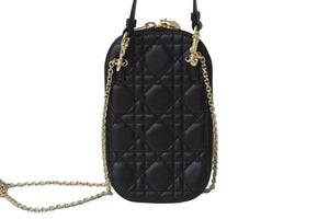 極美品 Dior ディオール LADY DIOR フォン チェーン ショルダーバッグ ハンドバッグ ブラック S0872ONMJ_M900 現行 中古 54695
