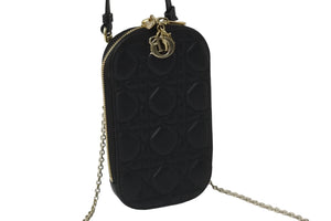 極美品 Dior ディオール LADY DIOR フォン チェーン ショルダーバッグ ハンドバッグ ブラック S0872ONMJ_M900 現行 中古 54695