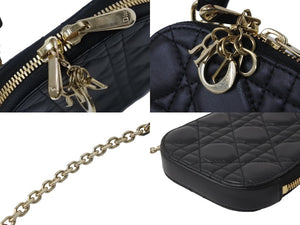 極美品 Dior ディオール LADY DIOR フォン チェーン ショルダーバッグ ハンドバッグ ブラック S0872ONMJ_M900 現行 中古 54695