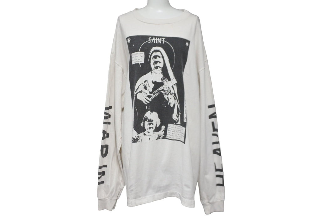 SAINT MICHAEL セントマイケル 長袖Ｔシャツ WIHフロントマリアバックハートロングT コットン ホワイト XL 美品 中古 54706 