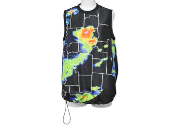 PRADA プラダ 17SS ノースリーブ S171 1M3S レーダー柄 気象レーダー ナイロン ブラック マルチカラー サイズ38 良好 中古 54760