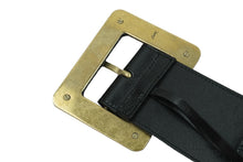 Load image into Gallery viewer, YVES SAINT LAURENT イヴ サンローラン ベルトバックル 169929 1476 75 30 レザー ブラック ゴールド 良品 中古 54767
