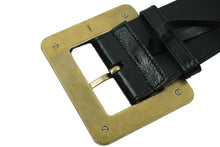Load image into Gallery viewer, YVES SAINT LAURENT イヴ サンローラン ベルトバックル 169929 1476 75 30 レザー ブラック ゴールド 良品 中古 54767