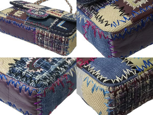 CHANEL シャネル パッチワーク ツイード チェーン ショルダーバッグ 16番台 シルバー金具 ココマーク ロゴ マルチ 美品 中古 54788