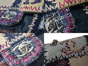 CHANEL シャネル パッチワーク ツイード チェーン ショルダーバッグ 16番台 シルバー金具 ココマーク ロゴ マルチ 美品 中古 54788