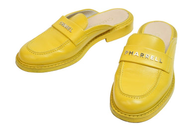 CHANEL シャネル × ファレルウィリアムス 19SS ミュール ローファー サンダル レザー G34846 イエロー サイズ381/2 中古 54795