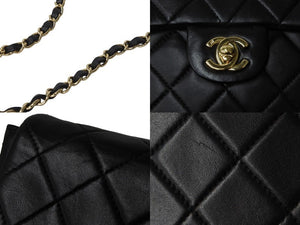 CHANEL シャネル ミニマトラッセ ショルダーバッグ 7番台 ココマーク ラムスキン ブラック ゴールド 美品 中古 54815