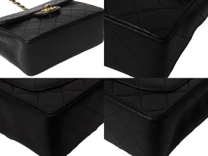 CHANEL シャネル ミニマトラッセ ショルダーバッグ 7番台 ココマーク ラムスキン ブラック ゴールド 美品 中古 54815