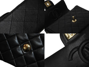 CHANEL シャネル ミニマトラッセ ショルダーバッグ 7番台 ココマーク ラムスキン ブラック ゴールド 美品 中古 54815