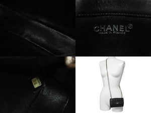 CHANEL シャネル 2.55チョコバーチェーンミニショルダーバッグ ラムスキン 6番台 ブラック シルバー金具 美品 中古 54822