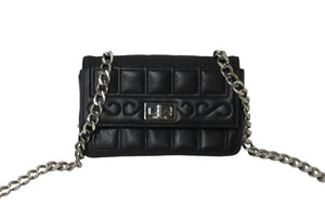 CHANEL シャネル 2.55チョコバーチェーンミニショルダーバッグ ラムスキン 6番台 ブラック シルバー金具 美品 中古 54822