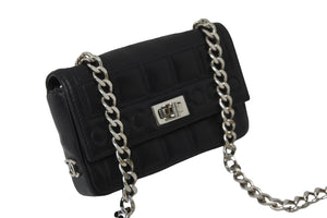 CHANEL シャネル 2.55チョコバーチェーンミニショルダーバッグ ラムスキン 6番台 ブラック シルバー金具 美品 中古 54822