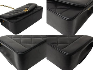 極美品 CHANEL シャネル ショルダーバッグ ダイアナ マトラッセ 22cm 4番台 ラムスキン ブラック ゴールド金具 中古 54825