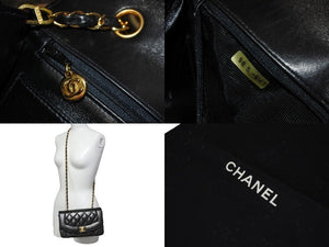 極美品 CHANEL シャネル ショルダーバッグ ダイアナ マトラッセ 22cm 4番台 ラムスキン ブラック ゴールド金具 中古 54825