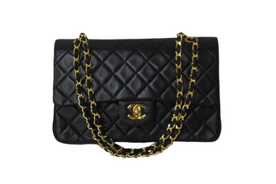 CHANEL シャネル マトラッセ 25 ショルダーバッグ ダブルフラップ 3番台 ラムスキン ブラック ゴールド 美品 中古 54827