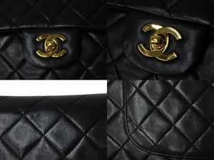 CHANEL シャネル マトラッセ 25 ショルダーバッグ ダブルフラップ 3番台 ラムスキン ブラック ゴールド 美品 中古 54827