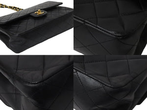 CHANEL シャネル マトラッセ 25 ショルダーバッグ ダブルフラップ 3番台 ラムスキン ブラック ゴールド 美品 中古 54827