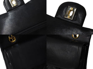 CHANEL シャネル マトラッセ 25 ショルダーバッグ ダブルフラップ 3番台 ラムスキン ブラック ゴールド 美品 中古 54827