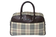 Load image into Gallery viewer, BURBERRY バーバリー ハンドバッグ ミニボストンバッグ ノバチェック ベージュ ブラウン キャンバス レザー 良品 中古 54835