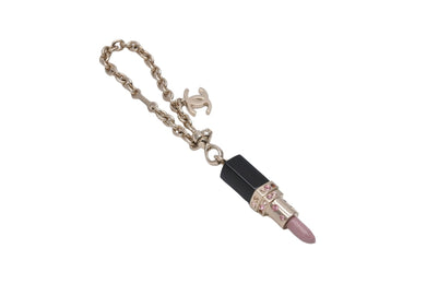CHANEL シャネル キーチャーム ココマーク リップスティック ストーン 08A 2008年秋 ブラック ピンク ゴールド 16g 美品 中古 54847