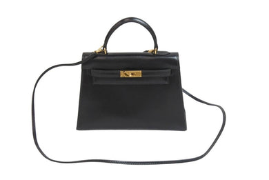 極美品 エルメス HERMES ミニミニ ケリー 15 黒 ブラック ゴールド金具 ボックスカーフ 外縫 2WAY ショルダーバッグ 中古 54853