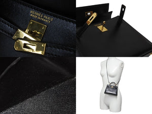 極美品 エルメス HERMES ミニミニ ケリー 15 黒 ブラック ゴールド金具 ボックスカーフ 外縫 2WAY ショルダーバッグ 中古 54853