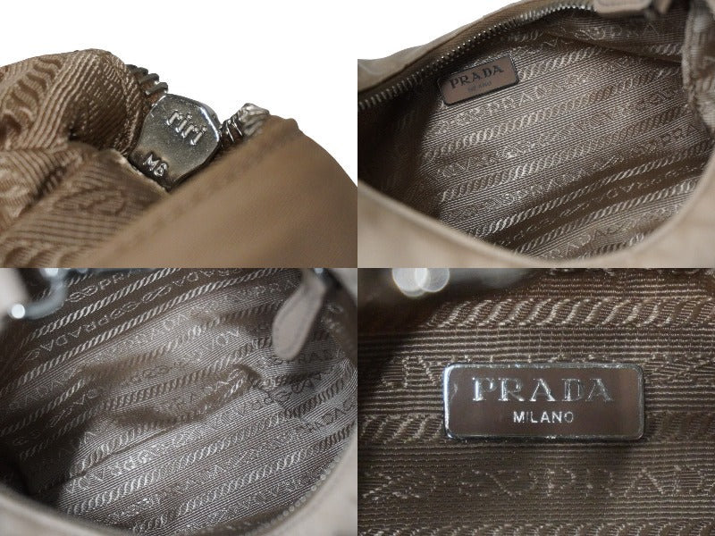 極美品 PRADA プラダ ショルダーバッグ Re Edition 2006 2WAY 三角ロゴ カメオ ベージュ ナイロン 1BH172 シルバー金具  54859