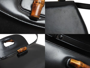 GUCCI グッチ バンブーミニ 2WAYバッグ ハンドバッグ ショルダーバッグ 000 01 0188 カーフレザー ブラック 美品 中古 54863 