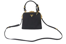 Load image into Gallery viewer, PRADA プラダ 2WAYショルダーバッグ 取り外し可能ショルダーストラップ MW2275 サテン ブラック ゴールド金具 美品 中古 54876