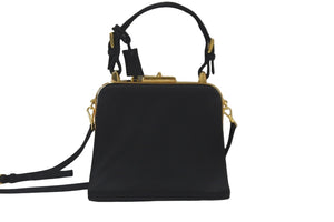 PRADA プラダ 2WAYショルダーバッグ 取り外し可能ショルダーストラップ MW2275 サテン ブラック ゴールド金具 美品 中古 54876