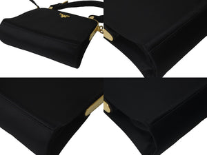 PRADA プラダ 2WAYショルダーバッグ 取り外し可能ショルダーストラップ MW2275 サテン ブラック ゴールド金具 美品 中古 54876