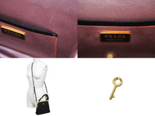 Load image into Gallery viewer, PRADA プラダ 2WAYショルダーバッグ 取り外し可能ショルダーストラップ MW2275 サテン ブラック ゴールド金具 美品 中古 54876