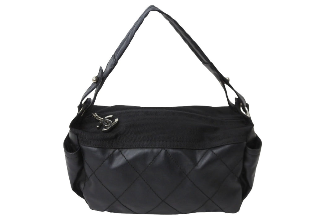 CHANEL シャネル パリビアリッツ ワンショルダーバッグ 11番台 キャンバス レザー A34205 ブラック シルバー金具 美品 中古 54879