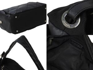 CHANEL シャネル パリビアリッツ ワンショルダーバッグ 11番台 キャンバス レザー A34205 ブラック シルバー金具 美品 中古 54879