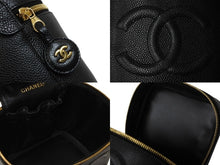 Load image into Gallery viewer, CHANEL シャネル ココマーク バニティバッグ 縦型 ハンドバッグ 6番台 キャビアスキン ブラック ゴールド金具 美品 中古 54888