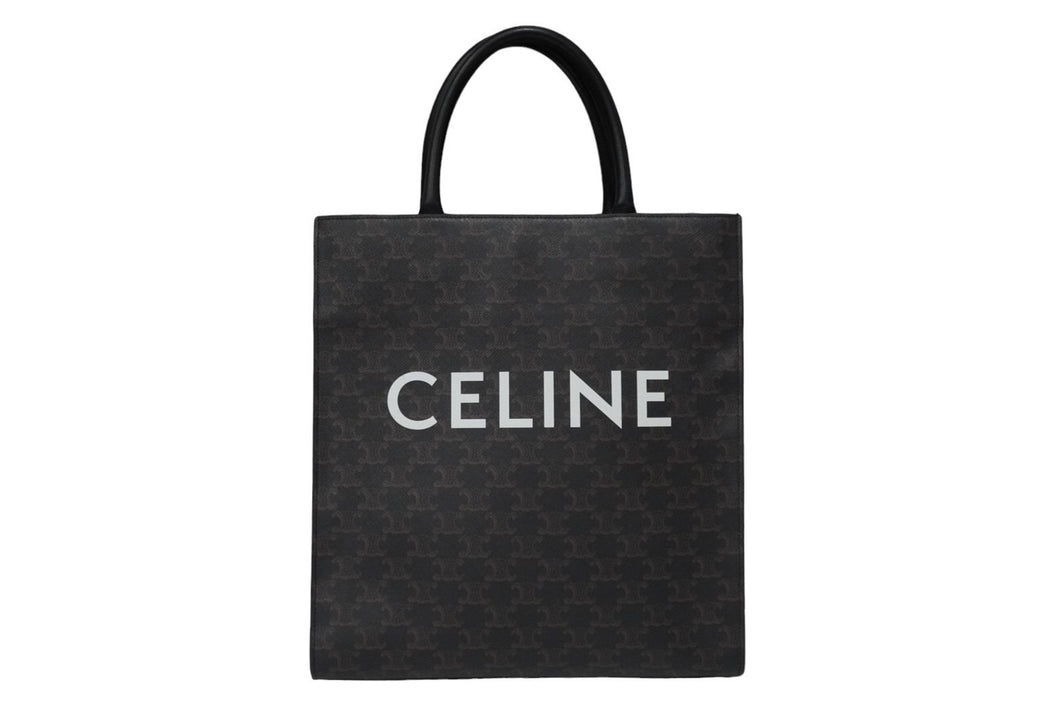 CELINE セリーヌ バーティカルカバ ハンドバッグ ブラウン 191542BZK.04LU キャンバス カーフスキン 良品 中古 54899