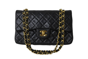 CHANEL シャネル マトラッセWフラップチェーンショルダーバッグ 4番台 ラムスキン 23cm ブラック ゴールド金具 美品 中古 54910