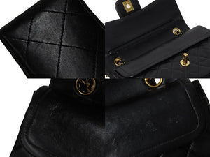 CHANEL シャネル マトラッセWフラップチェーンショルダーバッグ 4番台 ラムスキン 23cm ブラック ゴールド金具 美品 中古 54910
