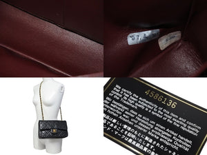 CHANEL シャネル マトラッセWフラップチェーンショルダーバッグ 4番台 ラムスキン 23cm ブラック ゴールド金具 美品 中古 54910