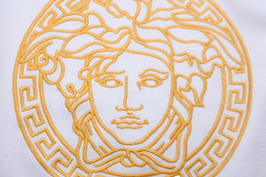 VERSACE ヴェルサーチ スウェット トレーナー メデューサロゴ A89567S A230902 サイズ36 ホワイト イエロー 美品 中古 54948 